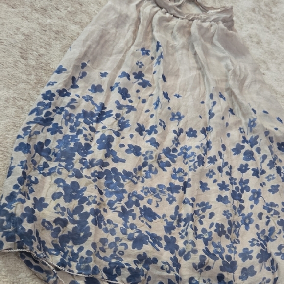 Via Signoria Floral Blue and Gray Women's Top Size Large - Picture 2 of 6